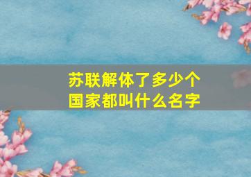 苏联解体了多少个国家都叫什么名字