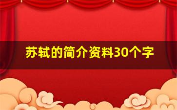 苏轼的简介资料30个字