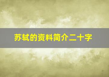 苏轼的资料简介二十字