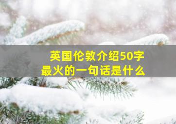 英国伦敦介绍50字最火的一句话是什么