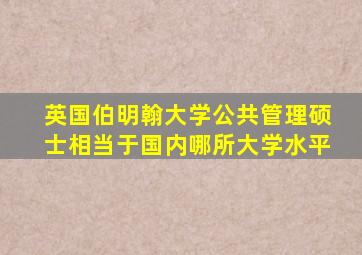 英国伯明翰大学公共管理硕士相当于国内哪所大学水平