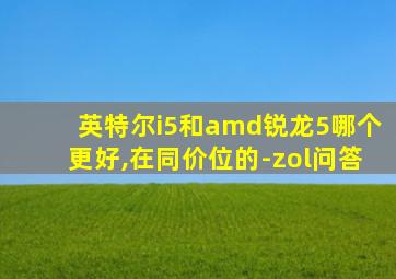 英特尔i5和amd锐龙5哪个更好,在同价位的-zol问答