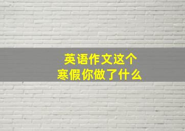 英语作文这个寒假你做了什么