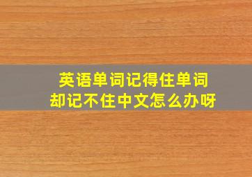 英语单词记得住单词却记不住中文怎么办呀