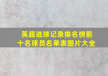 英超进球记录排名榜前十名球员名单表图片大全