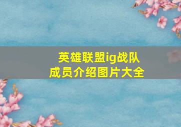 英雄联盟ig战队成员介绍图片大全