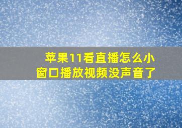 苹果11看直播怎么小窗口播放视频没声音了