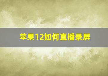 苹果12如何直播录屏