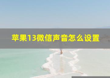 苹果13微信声音怎么设置