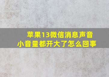 苹果13微信消息声音小音量都开大了怎么回事