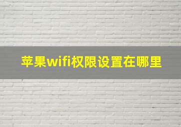 苹果wifi权限设置在哪里