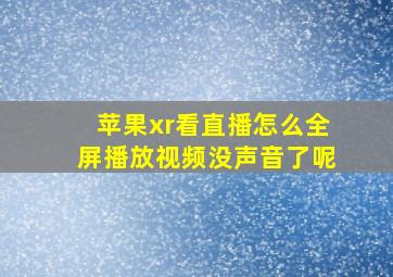 苹果xr看直播怎么全屏播放视频没声音了呢