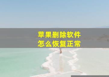 苹果删除软件怎么恢复正常