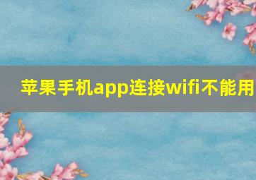 苹果手机app连接wifi不能用