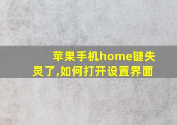 苹果手机home键失灵了,如何打开设置界面