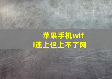 苹果手机wifi连上但上不了网