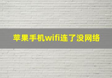 苹果手机wifi连了没网络