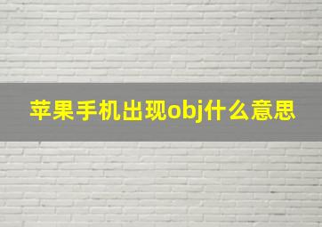 苹果手机出现obj什么意思