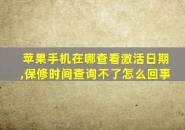 苹果手机在哪查看激活日期,保修时间查询不了怎么回事