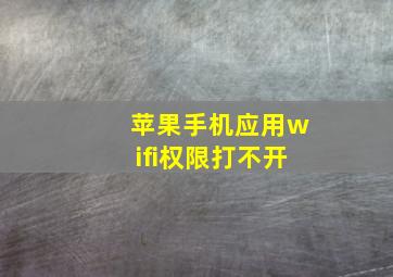 苹果手机应用wifi权限打不开