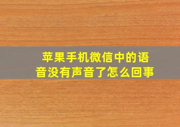 苹果手机微信中的语音没有声音了怎么回事