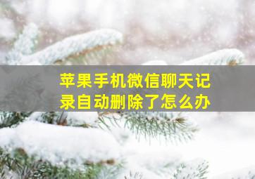 苹果手机微信聊天记录自动删除了怎么办