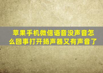 苹果手机微信语音没声音怎么回事打开扬声器又有声音了