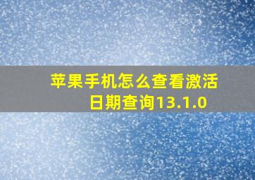 苹果手机怎么查看激活日期查询13.1.0