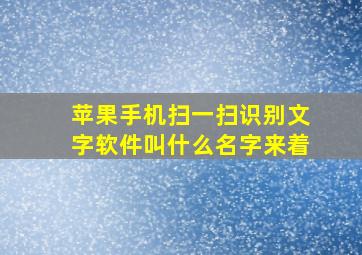 苹果手机扫一扫识别文字软件叫什么名字来着