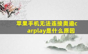 苹果手机无法连接奥迪carplay是什么原因