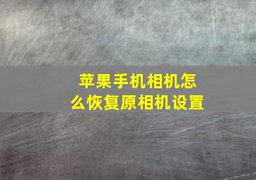 苹果手机相机怎么恢复原相机设置