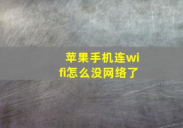 苹果手机连wifi怎么没网络了