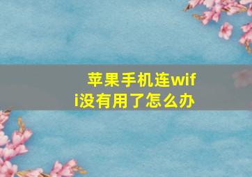 苹果手机连wifi没有用了怎么办