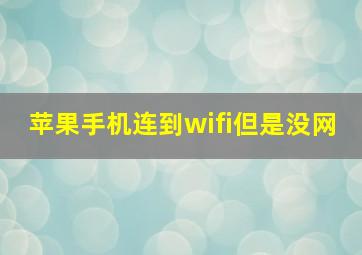 苹果手机连到wifi但是没网