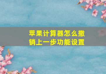 苹果计算器怎么撤销上一步功能设置