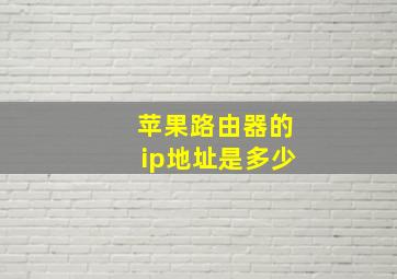 苹果路由器的ip地址是多少