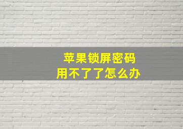 苹果锁屏密码用不了了怎么办