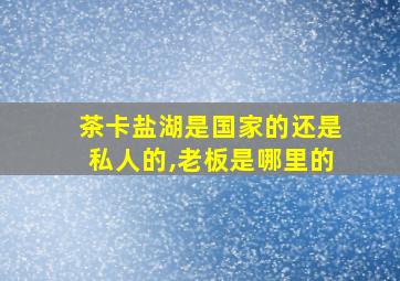 茶卡盐湖是国家的还是私人的,老板是哪里的