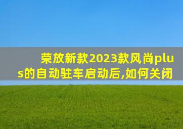 荣放新款2023款风尚plus的自动驻车启动后,如何关闭