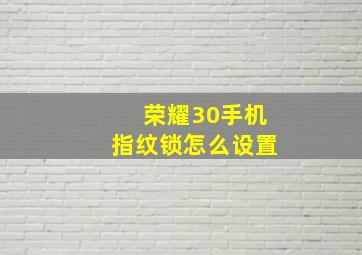 荣耀30手机指纹锁怎么设置