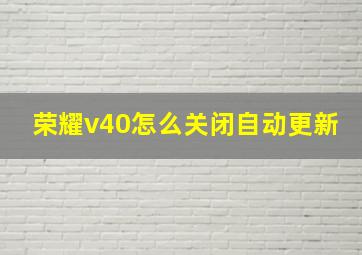 荣耀v40怎么关闭自动更新