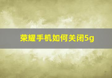 荣耀手机如何关闭5g