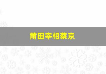 莆田宰相蔡京