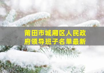 莆田市城厢区人民政府领导班子名单最新