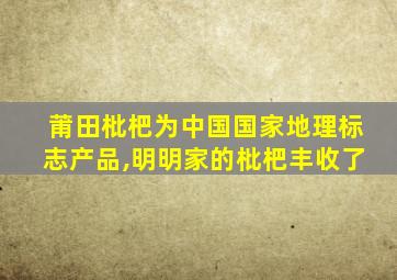 莆田枇杷为中国国家地理标志产品,明明家的枇杷丰收了