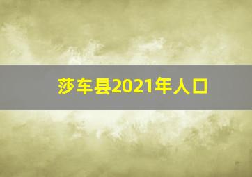 莎车县2021年人口