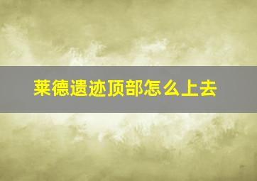 莱德遗迹顶部怎么上去