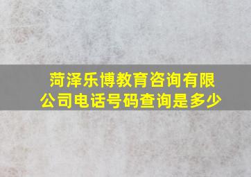 菏泽乐博教育咨询有限公司电话号码查询是多少