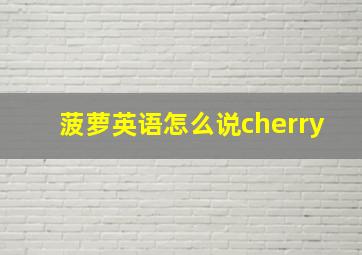 菠萝英语怎么说cherry