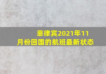 菲律宾2021年11月份回国的航班最新状态